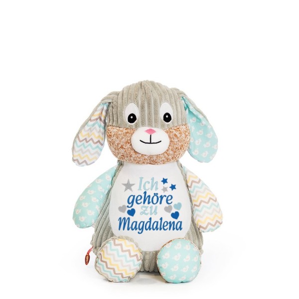 Kuscheltier Hase bestickt mit Namen